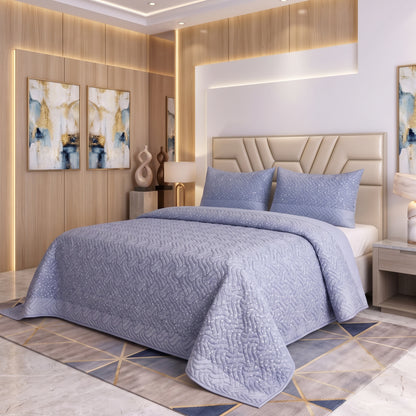 Orchid Contour | Printed Ultrasonic Quilted Bedspread Set | 3 Piece