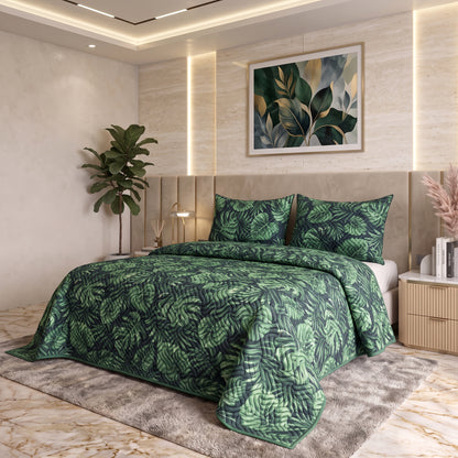 Lush Laurel | Printed Ultrasonic Quilted Bedspread Set | 3 Piece