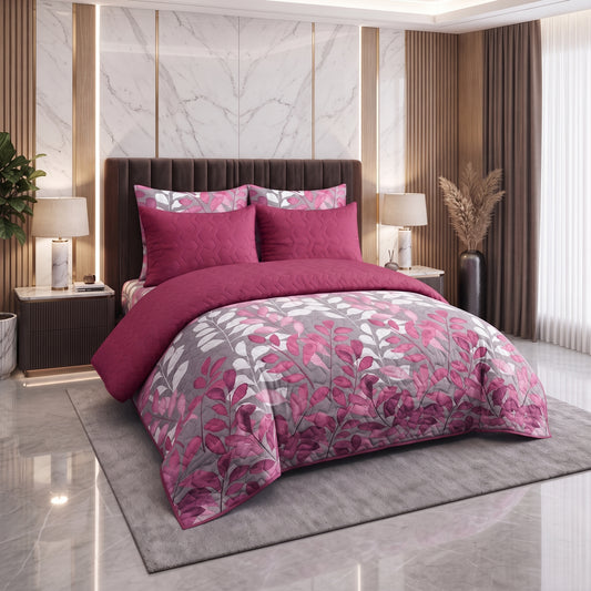 Berry Canopy | Printed Ultrasonic Quilted Bedspread Set | 6 Piece
