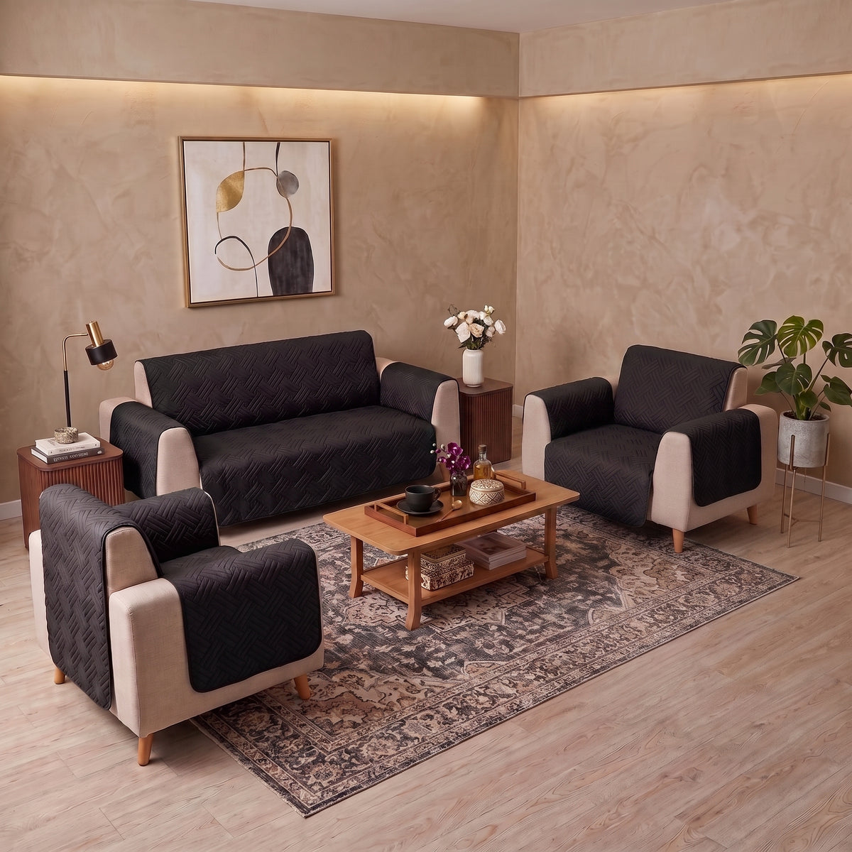 Classic Black | Ultrasonic Quilted Sofa Cover