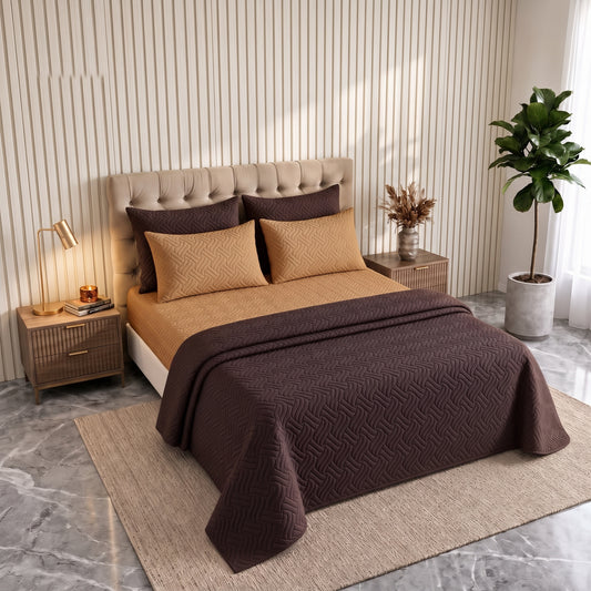 Mix & Match Bundle | 2 Bedspread Sets (3 Piece) | Soft Brown + Sand Beige