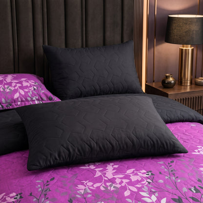 Magenta Breeze | Printed Ultrasonic Quilted Bedspread Set | 6 Piece