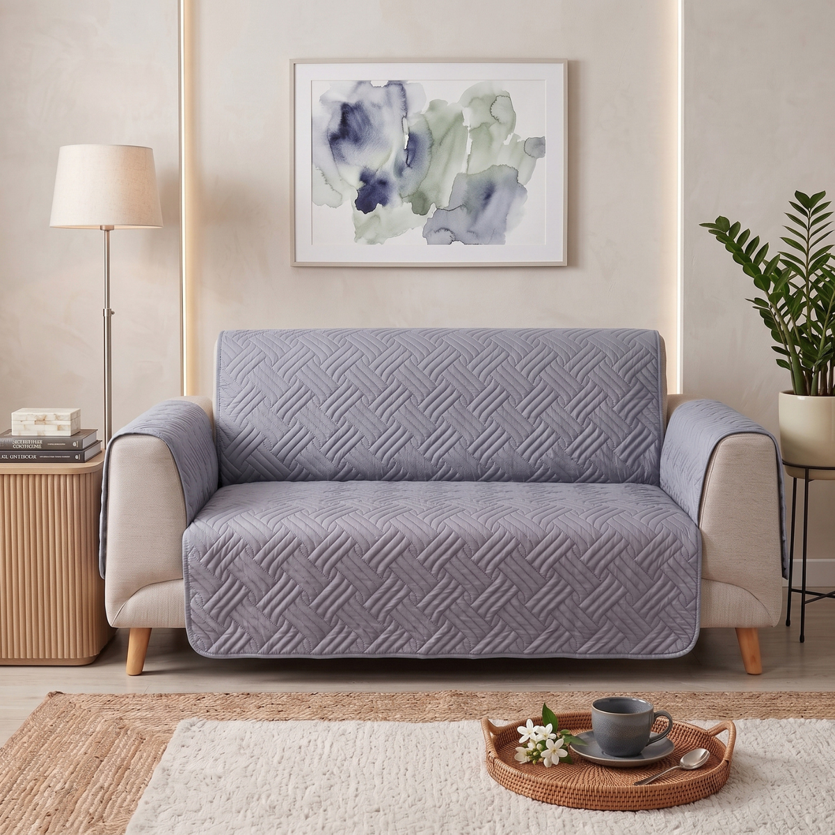 Blue Grey | Ultrasonic Quilted Sofa Cover