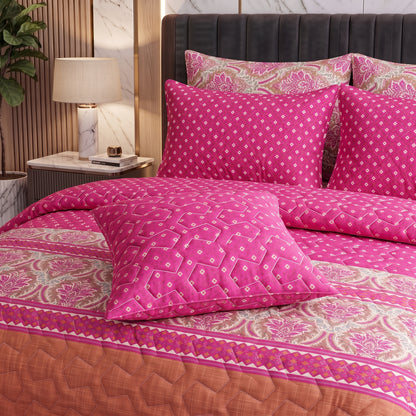 Rani Damask | Printed Ultrasonic Quilted Bedspread Set | 7 Piece