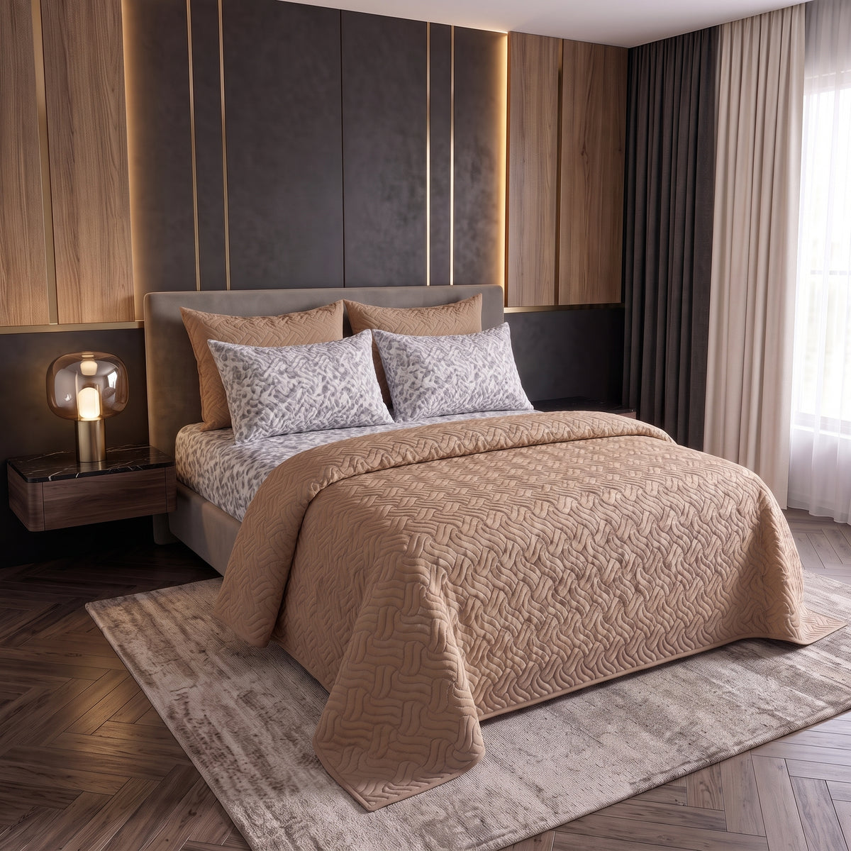 Mix & Match Bundle | 2 Bedspread Sets (3 Piece) | Slate Blossom + Ivory Cream