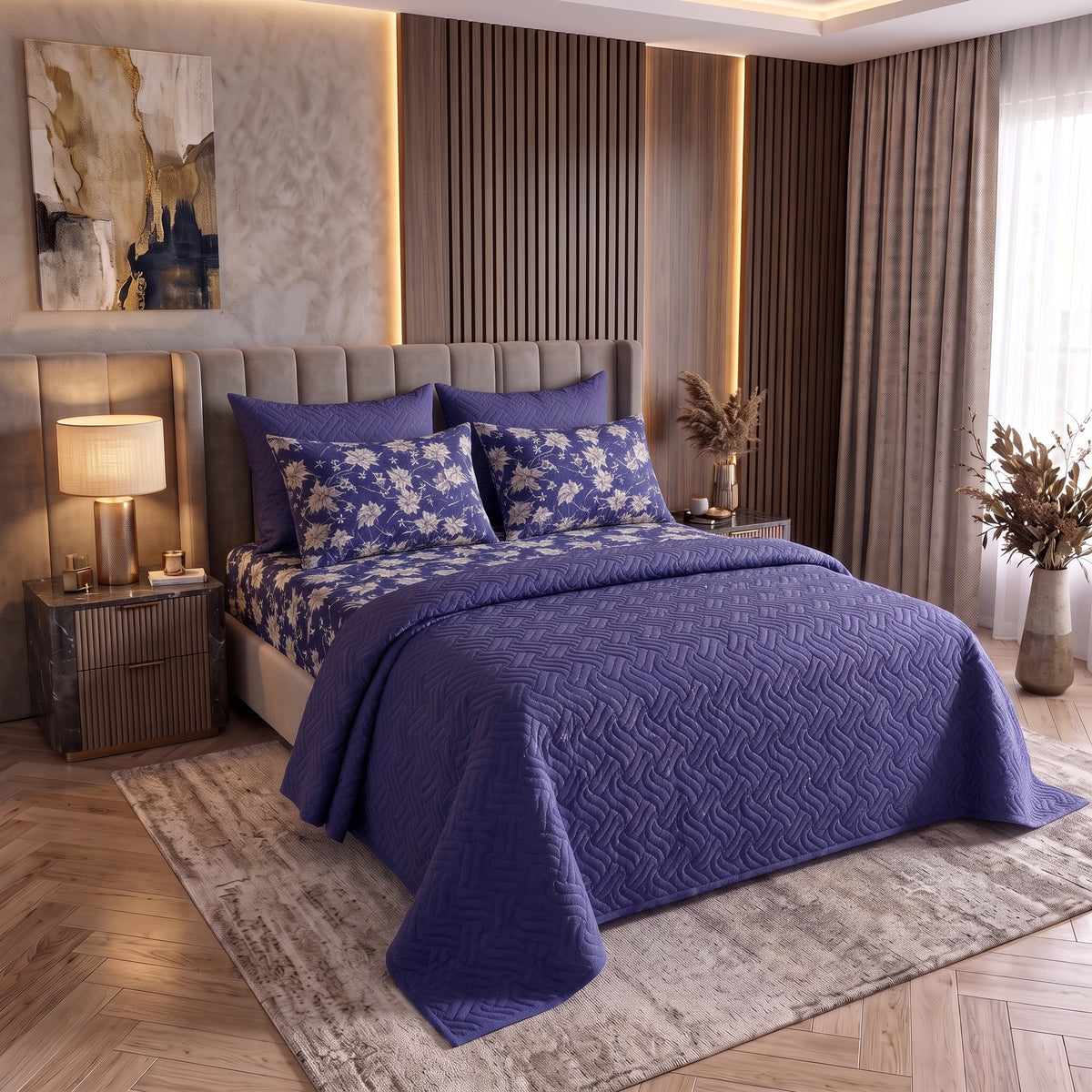 Mix & Match Bundle | 2 Bedspread Sets (3 Piece) | Indigo Starlight + Royal Navy