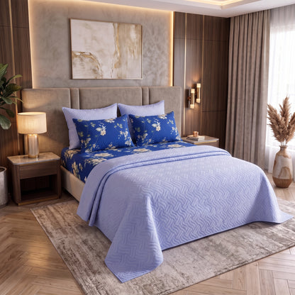Mix & Match Bundle | 2 Bedspread Sets (3 Piece) | Cobalt Blossom + Sky Blue