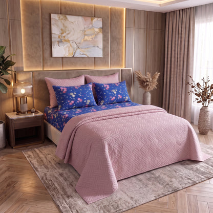 Mix & Match Bundle | 2 Bedspread Sets (3 Piece) | Cobalt Gardenia + Baby Pink