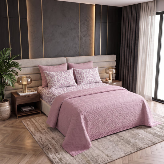 Mix & Match Bundle | 2 Bedspread Sets (3 Piece) | Dusty Rose + Baby Pink