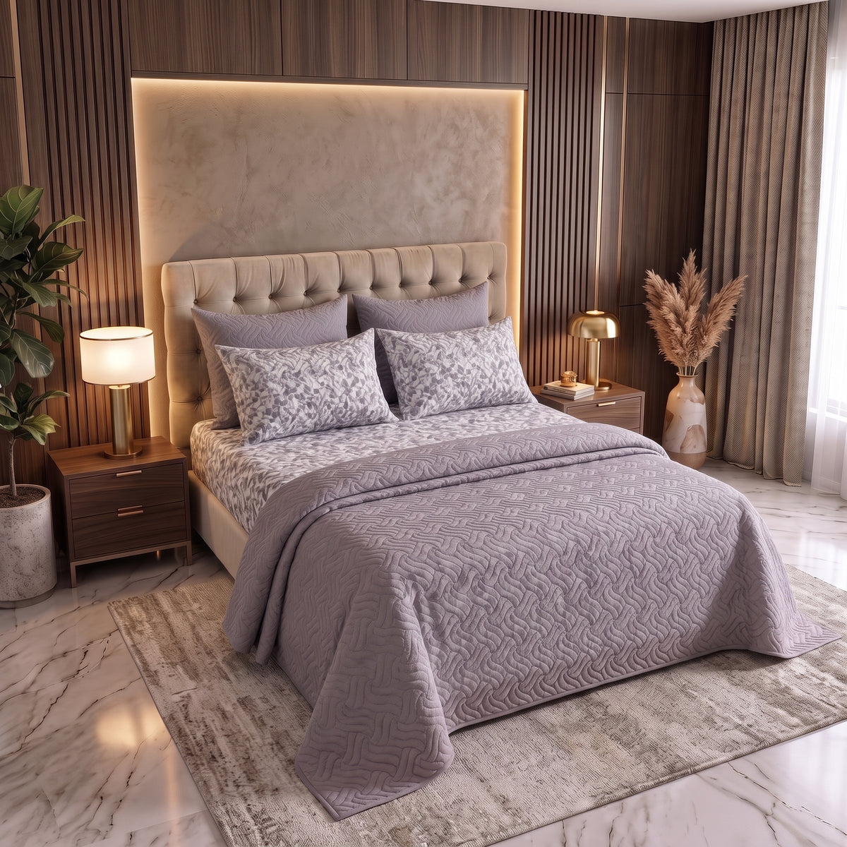 Mix & Match Bundle | 2 Bedspread Sets (3 Piece) | Slate Blossom + Ash Grey