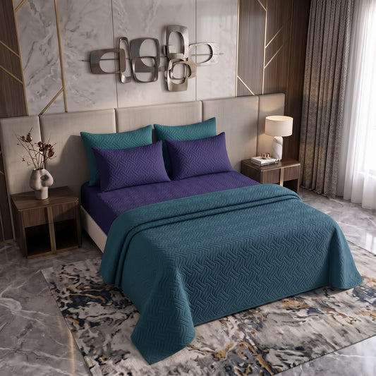 Mix & Match Bundle | 2 Bedspread Sets (3 Piece) | Royal Navy + Teal Blue