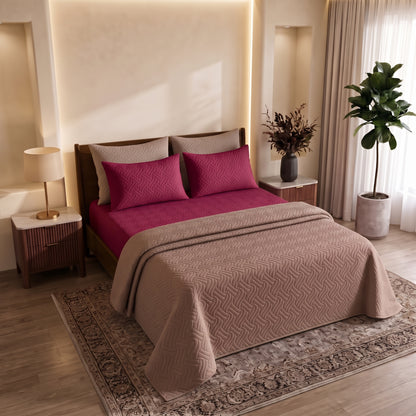 Mix & Match Bundle | 2 Bedspread Sets (3 Piece) | Ruby Red + Ivory Cream