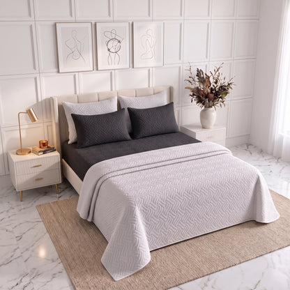 Mix & Match Bundle | 2 Bedspread Sets (3 Piece) | Classic Black + Pearl White
