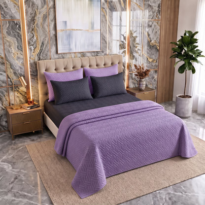 Mix & Match Bundle | 2 Bedspread Sets (3 Piece) | Classic Black + Pastel Purple