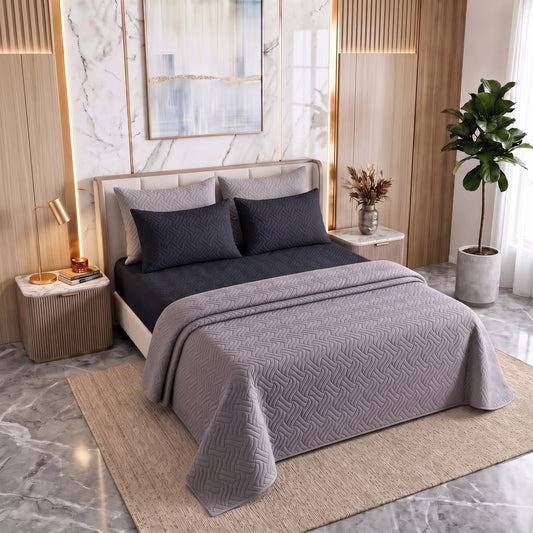 Mix & Match Bundle | 2 Bedspread Sets (3 Piece) | Classic Black + Ash Grey