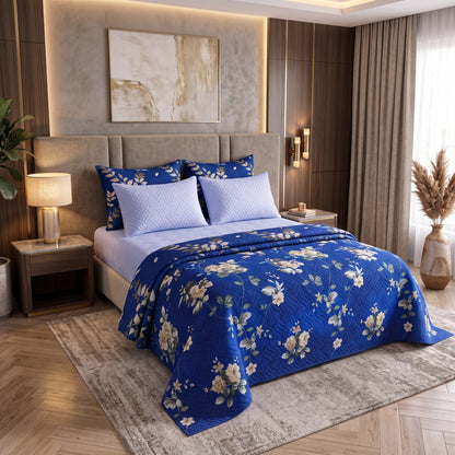 Mix & Match Bundle | 2 Bedspread Sets (3 Piece) | Cobalt Blossom + Sky Blue