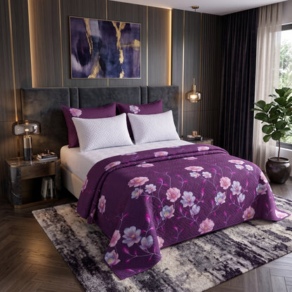 Mix & Match Bundle | 2 Bedspread Sets (3 Piece) | Plum Gardenia + Pearl White