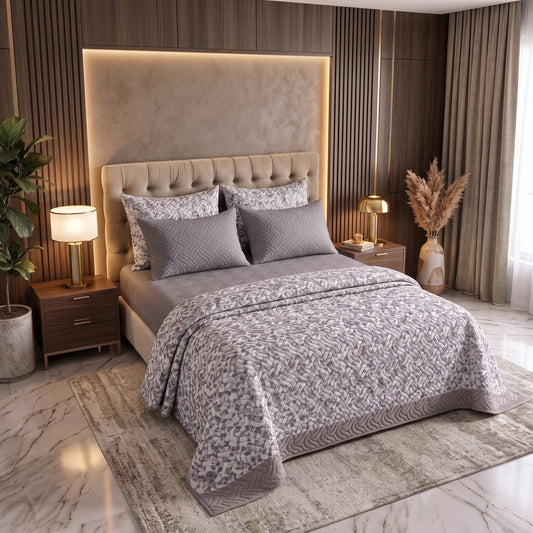 Mix & Match Bundle | 2 Bedspread Sets (3 Piece) | Slate Blossom + Ash Grey