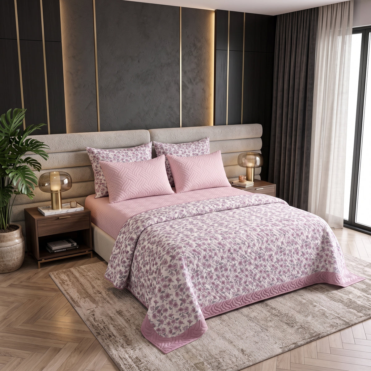 Mix & Match Bundle | 2 Bedspread Sets (3 Piece) | Dusty Rose + Baby Pink