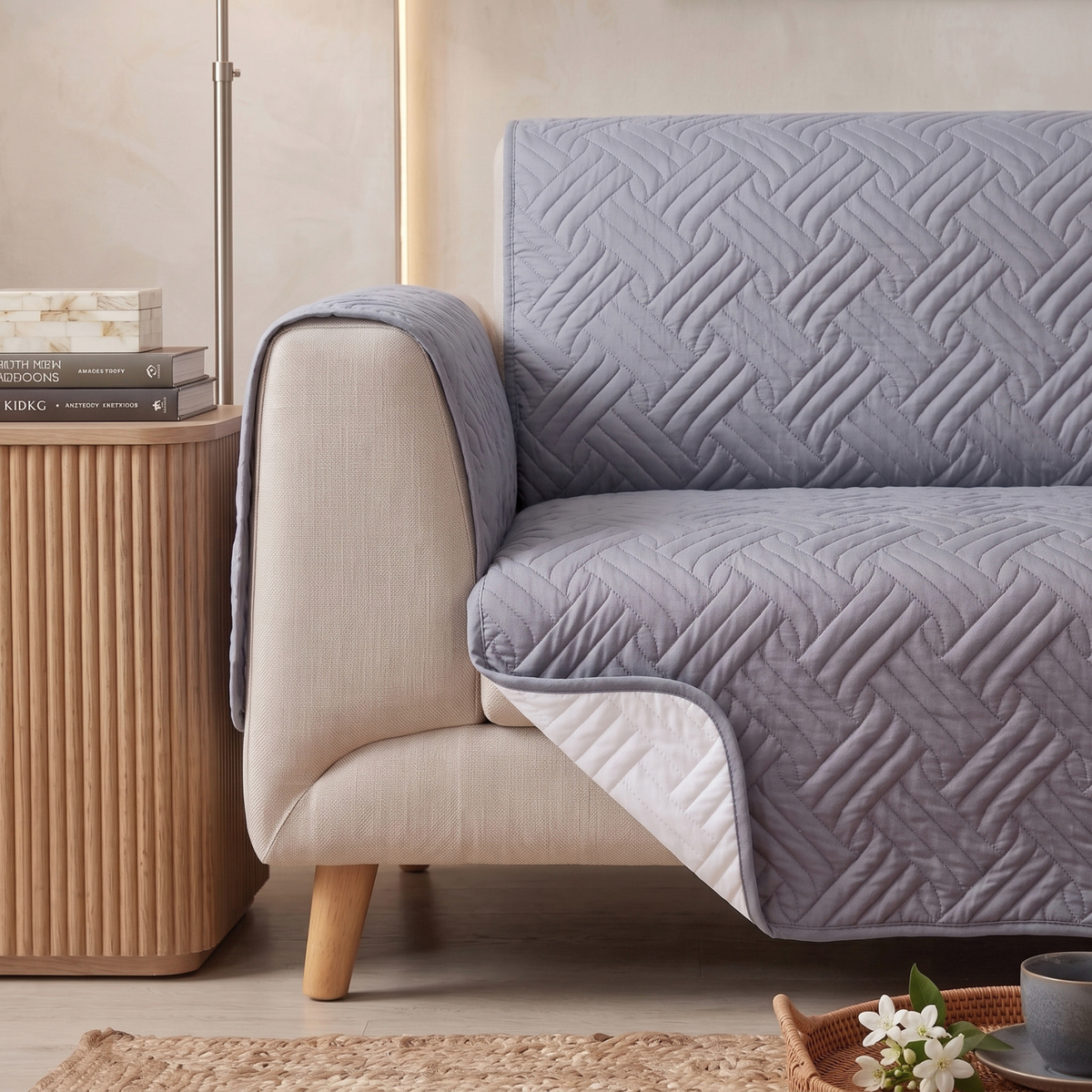 Blue Grey | Ultrasonic Quilted Sofa Cover