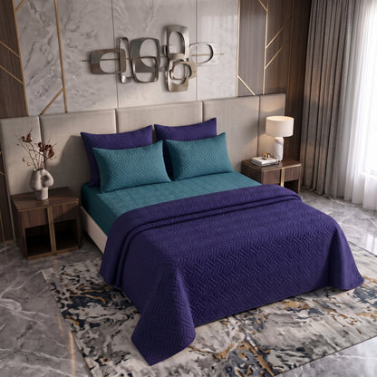 Mix & Match Bundle | 2 Bedspread Sets (3 Piece) | Royal Navy + Teal Blue