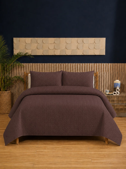 Earth Tone 3 Piece Quilted Bedspread Set — King Size, 7 Colors | Diraah