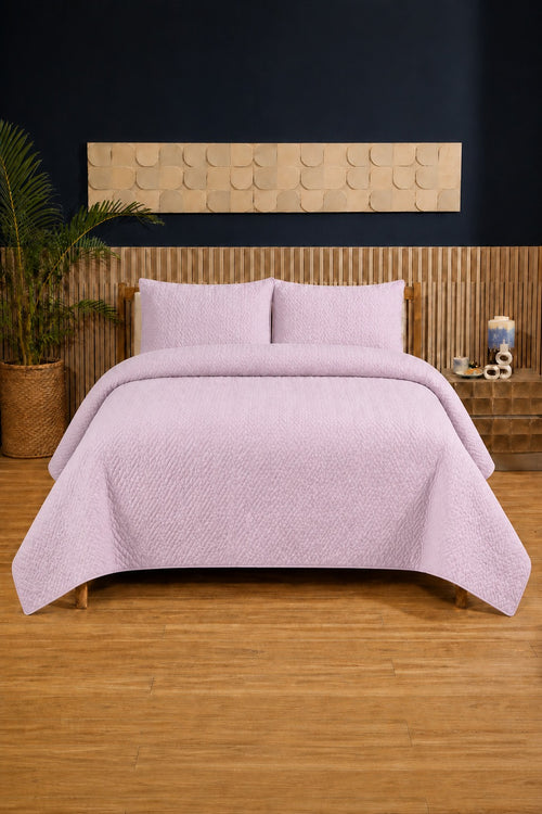 Soft Rose Ultrasonic Dyed 3-Piece Bedspread Set