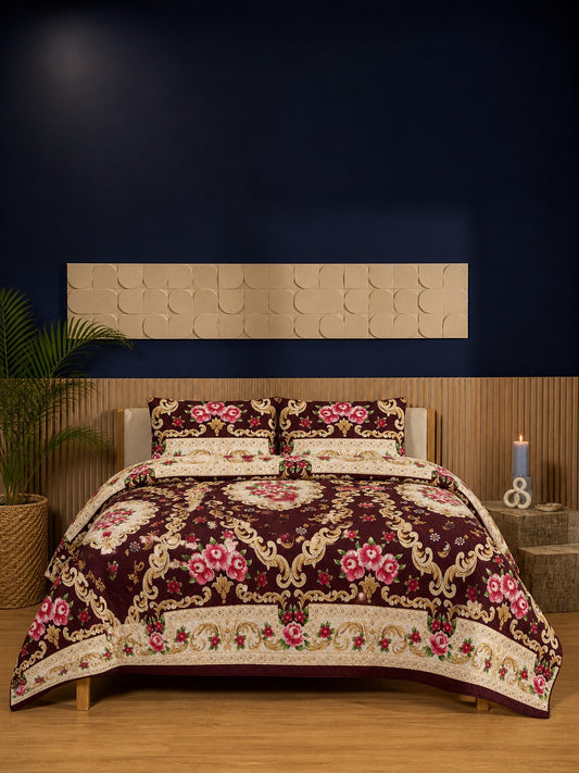 Blue Mosaic Ultrasonic Printed 3-Piece Bedspread Set