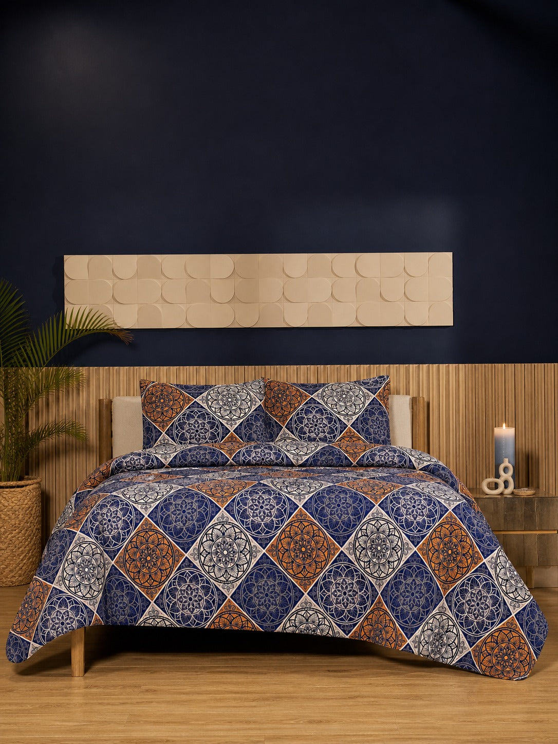 Mauve Lily Ultrasonic Printed 3-Piece Bedspread Set