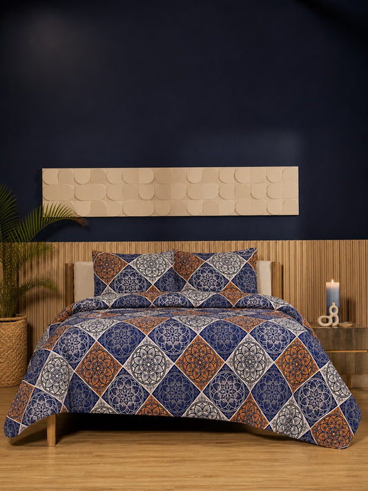 Mauve Lily Ultrasonic Printed 3-Piece Bedspread Set