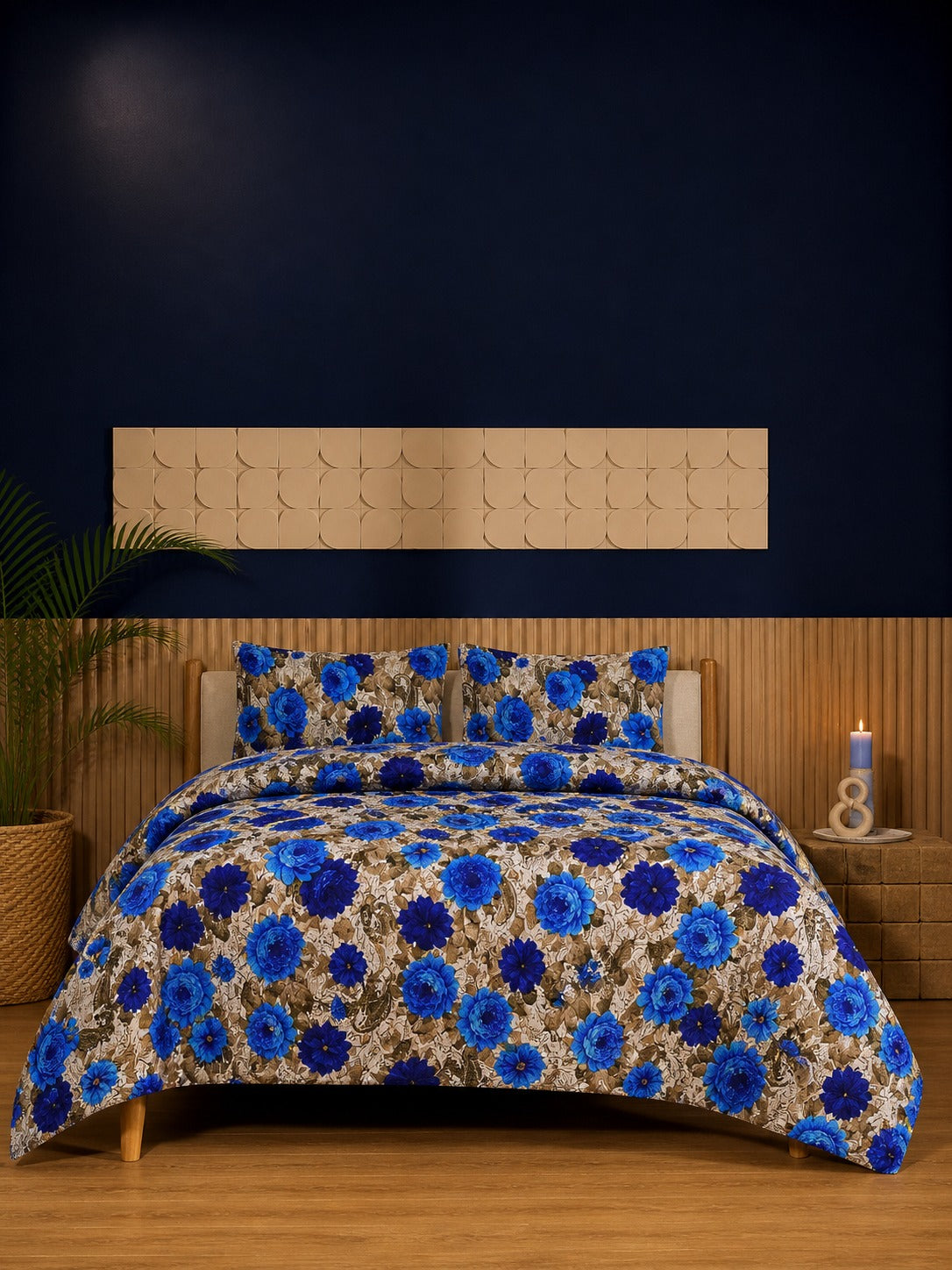 Rose Diamond Ultrasonic Printed 3-Piece Bedspread Set
