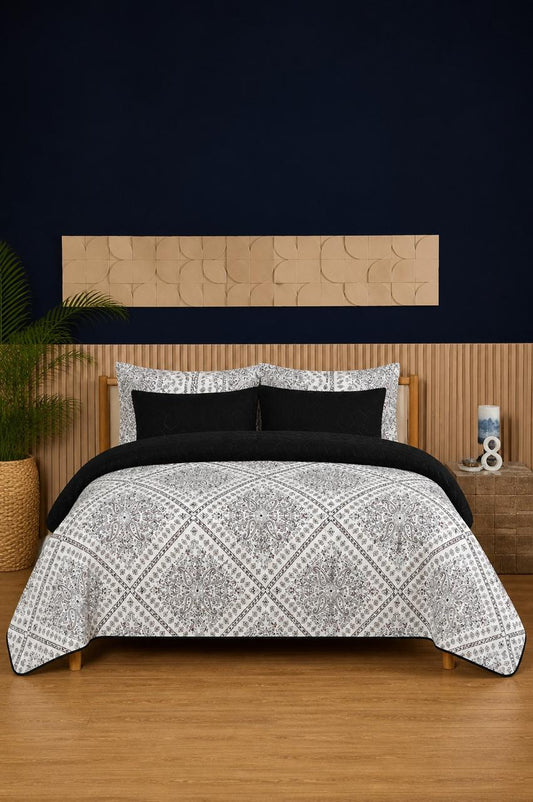 Silver Paisley 6-Piece Printed Bedspread Set