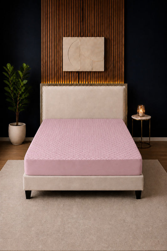 Blush Pink Ultrasonic Quilted Mattress Protector
