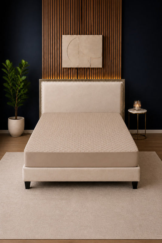 Ivory Cream Ultrasonic Quilted Mattress Protector
