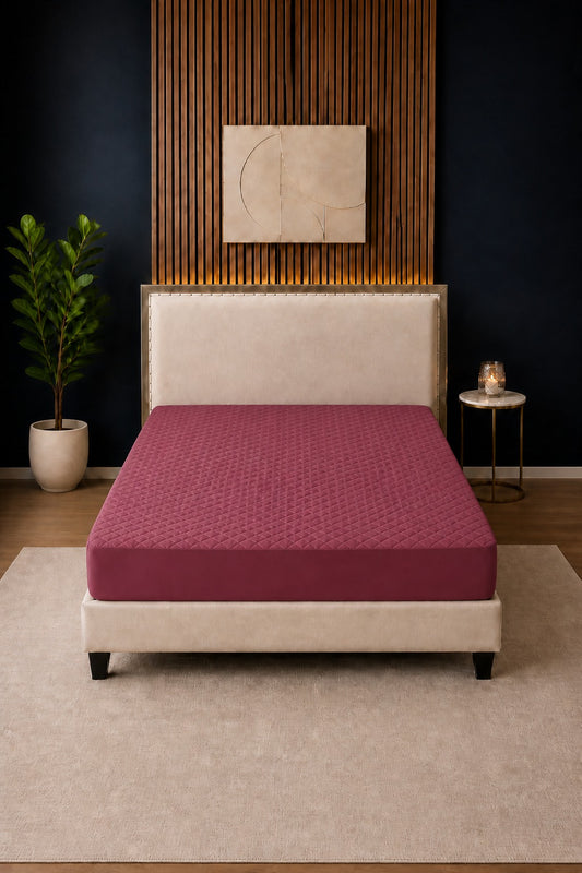 Rose Pink Ultrasonic Quilted Mattress Protector