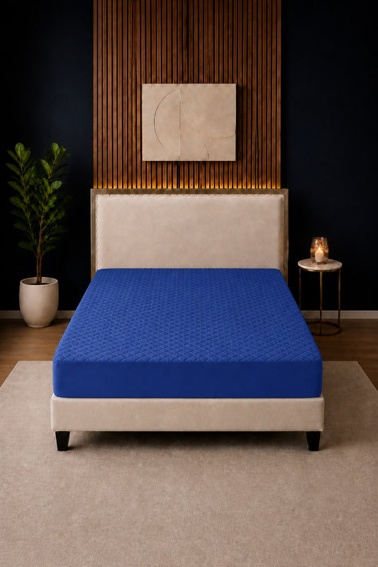 Royal Blue Ultrasonic Quilted Mattress Protector
