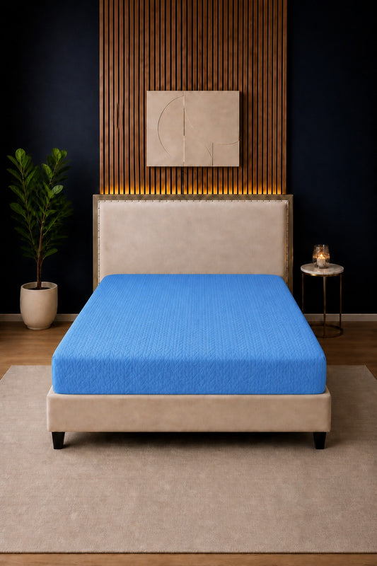 Sky Blue Ultrasonic Quilted Mattress Protector