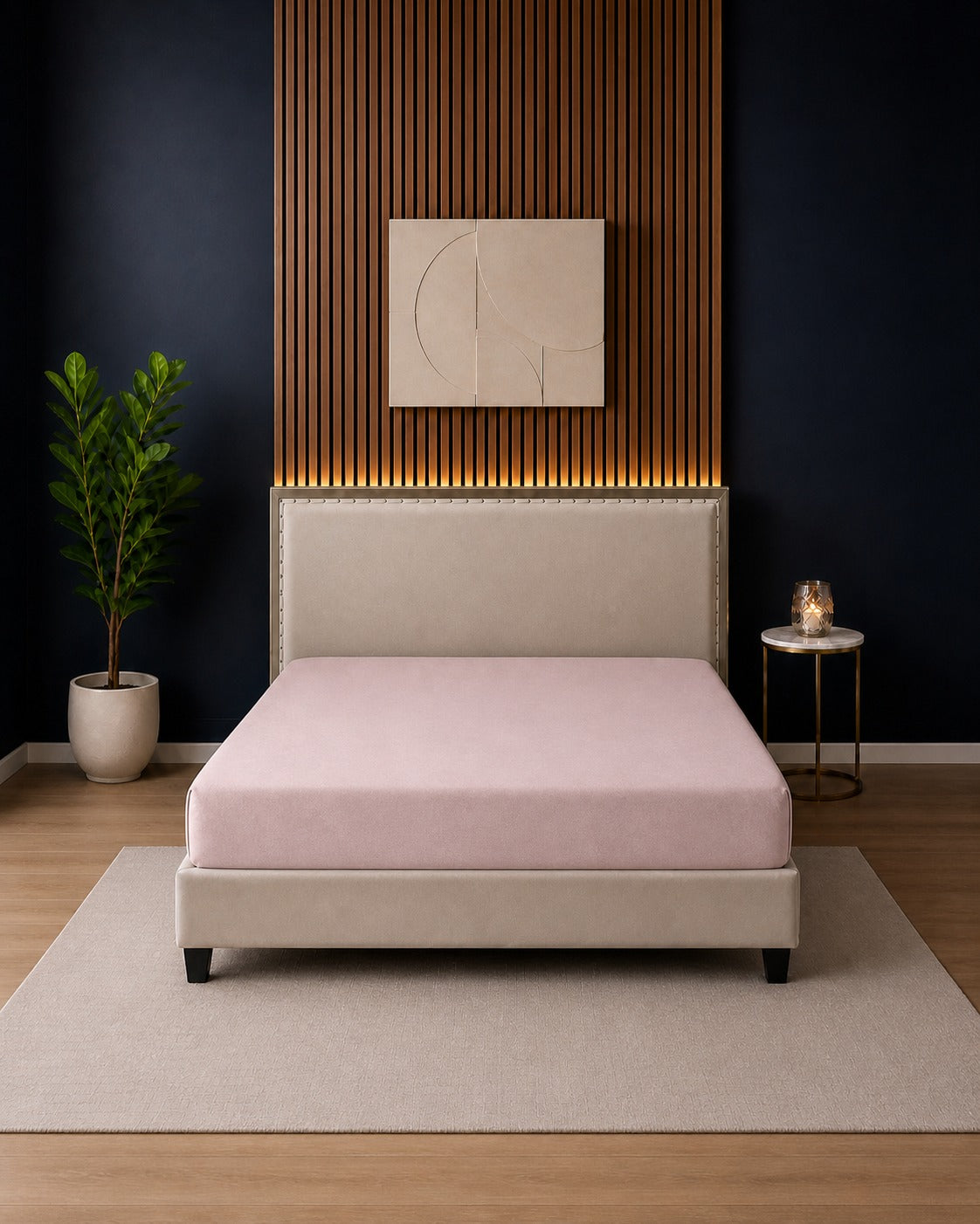 Blush Pink Waterproof Fitted Mattress Protector