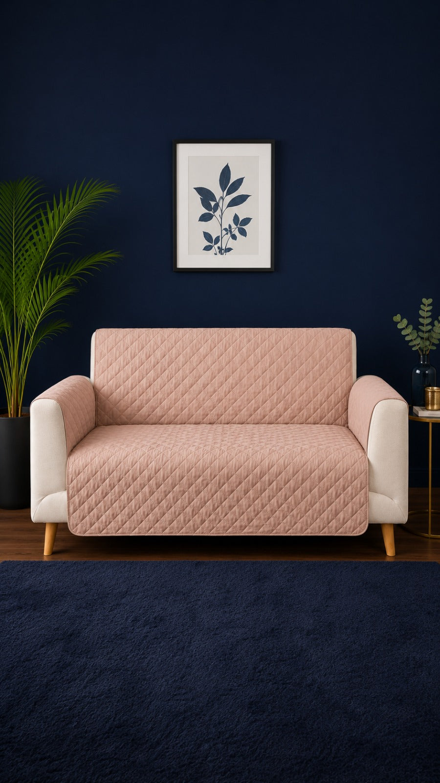 Dusty Pink Ultrasonic Quilted Sofa Cover - 6 Pcs Premium Sofa Protector