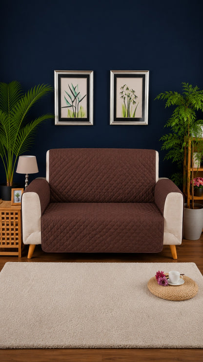 Coffee Brown Ultrasonic Quilted Sofa Cover - 7 Pcs Premium Sofa Protector