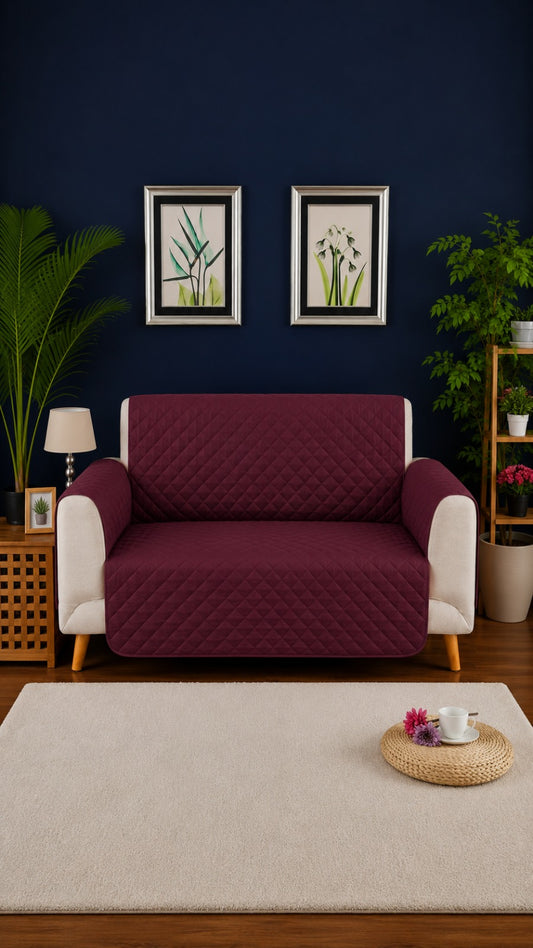 Maroon Ultrasonic Quilted Sofa Cover - 7 Pcs Premium Sofa Protector