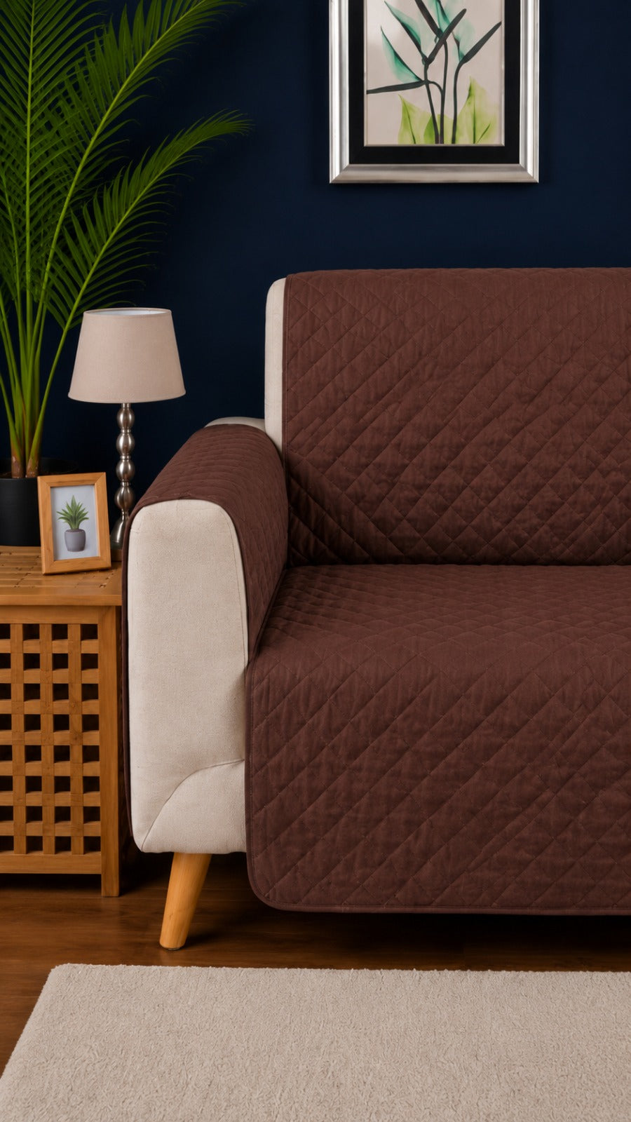 Coffee Brown Ultrasonic Quilted Sofa Cover - 7 Pcs Premium Sofa Protector