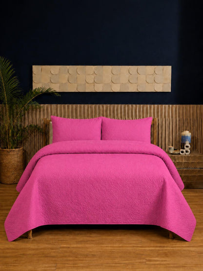 Coffee Brown Ultrasonic Dyed 3-Piece Bedspread Set