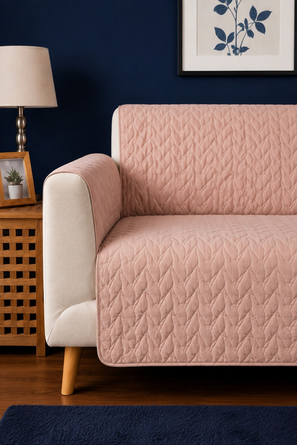 Dusty Pink Ultrasonic Quilted Sofa Cover - 6 Pcs Premium Sofa Protector