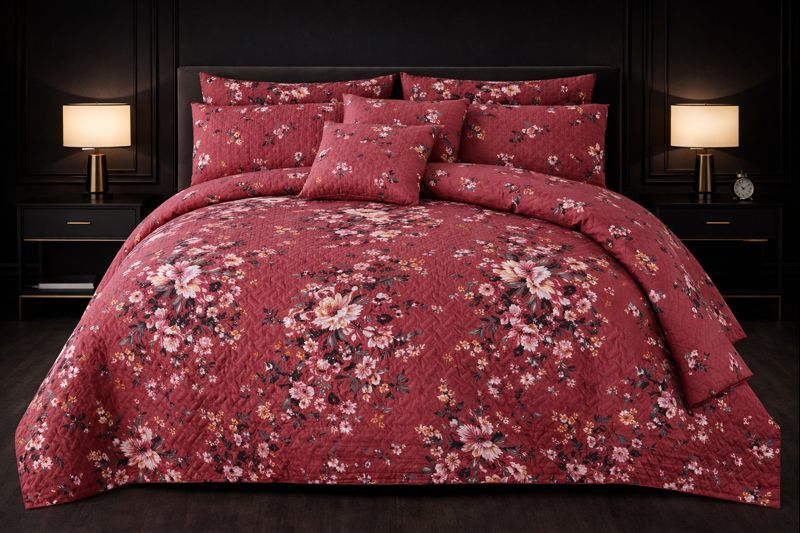7-Piece Ultrasonic Printed Bedspread Set – Premium Quality