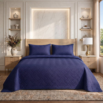 Royal Navy | Ultrasonic Quilted Bedspread Set | 3 Piece