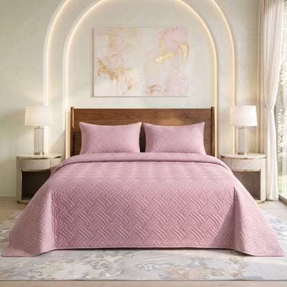 Baby Pink | Ultrasonic Quilted Bedspread Set | 3 Piece