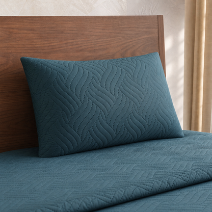 Teal Blue | Ultrasonic Quilted Bedspread Set | 3 Piece