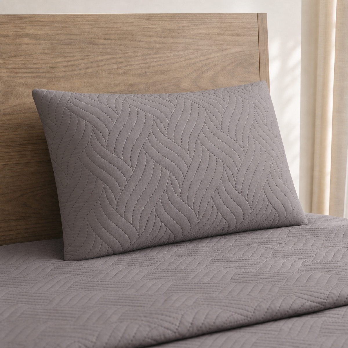 Ash Grey | Ultrasonic Quilted Bedspread Set | 3 Piece