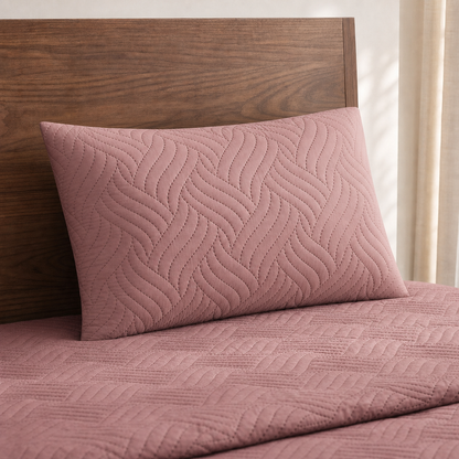 Rose Pink | Ultrasonic Quilted Bedspread Set | 3 Piece
